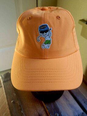 Orange Imperial Performance Baseball Cap With a Cartoon Golfer